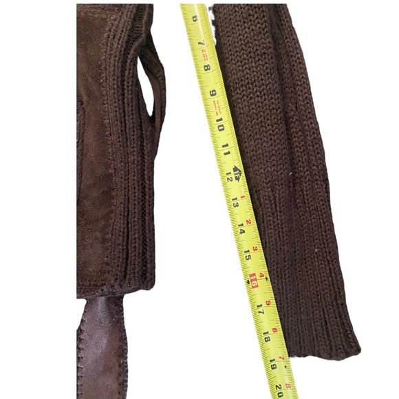 Vintage Suede patchwork knit belted boho jacket. Sz L - Picture 15 of 16